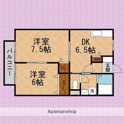 セレせせらぎ(2DK/2階)の間取り写真