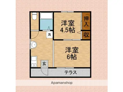 キノシタコーポ(2K/2階)の間取り写真