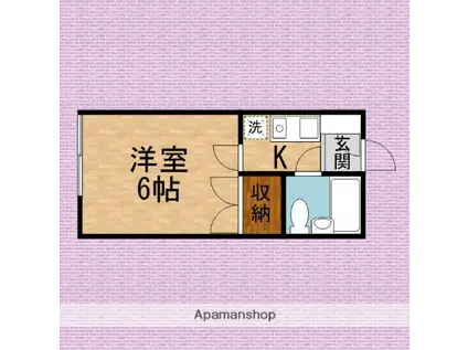 オンザウェル(1K/2階)の間取り写真