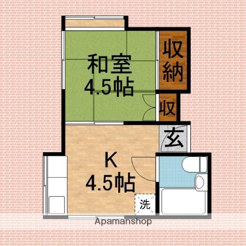 ハイツ新生(1K/2階)の間取り写真