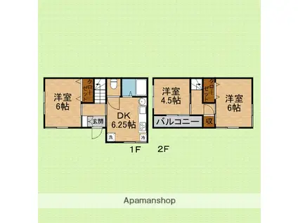 東武鉄道東上線 新河岸駅 徒歩18分 2階建 築54年(3DK)の間取り写真