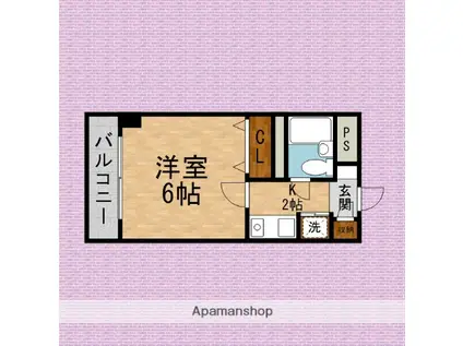 ラカータ川越(1K/3階)の間取り写真