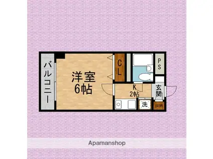 ラカータ川越(1K/3階)の間取り写真