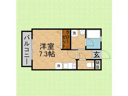 ライネスふじみ野(ワンルーム/2階)の間取り写真