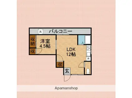 グロリアスマンション(1LDK/4階)の間取り写真