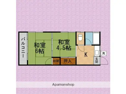 星野荘(2K/2階)の間取り写真