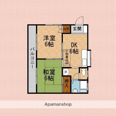 ウッディハイツ(2DK/2階)の間取り写真
