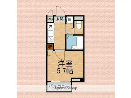 メゾン・ド・フルー五番館(1K/1階)の間取り写真