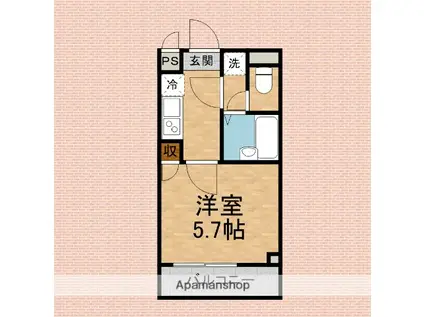 メゾン・ド・フルー五番館(1K/1階)の間取り写真