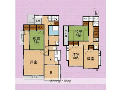 東武鉄道東上線 新河岸駅 徒歩18分 2階建 築42年(5DK)の間取り写真