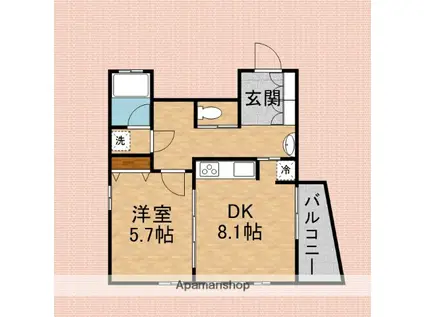 東武鉄道東上線 上福岡駅 徒歩4分 3階建 築16年(1DK)の間取り写真