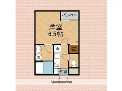 メイプルタウンⅢ(1K/1階)の間取り写真