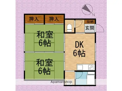 第ニ原コーポ(2DK/1階)の間取り写真