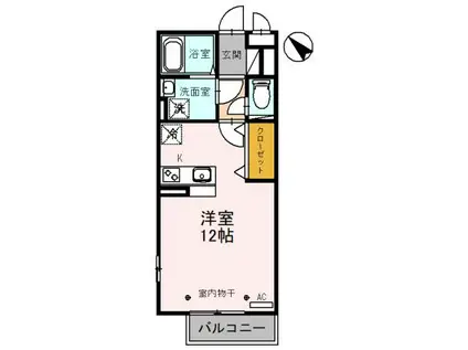 セジュール木本 A(ワンルーム/3階)の間取り写真