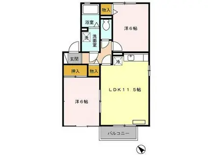 アクシスA・B(2DK/2階)の間取り写真