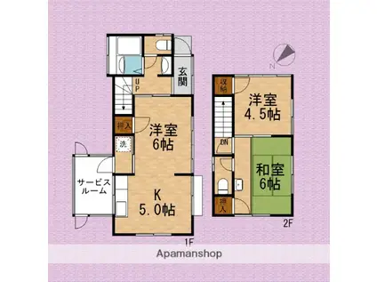 東武鉄道東上線 新河岸駅 徒歩12分 2階建 築52年(3DK)の間取り写真