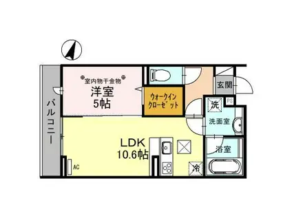 プランドール(1LDK/1階)の間取り写真