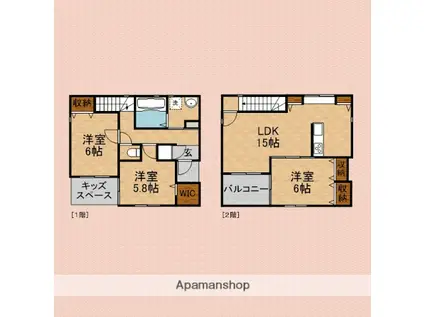 東武鉄道東上線 上福岡駅 徒歩13分 2階建 築5年(3LDK)の間取り写真