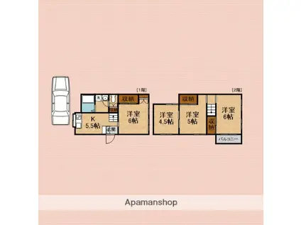 東武鉄道東上線 志木駅 徒歩41分 2階建 築54年(4K)の間取り写真