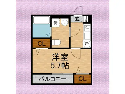 MQUARTO新座Ⅱ(1K/1階)の間取り写真