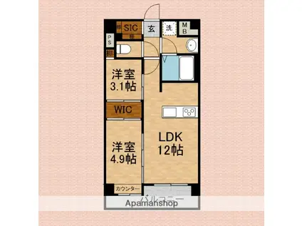 MIMOSA北朝霞(2LDK/1階)の間取り写真