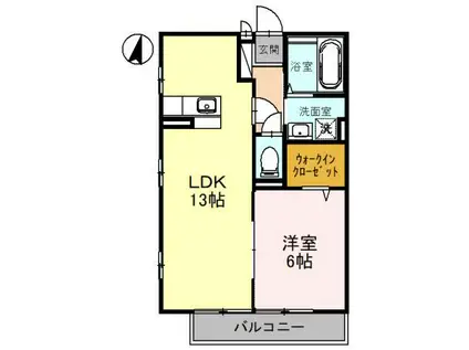 ヴィルヌーブ(1LDK/2階)の間取り写真