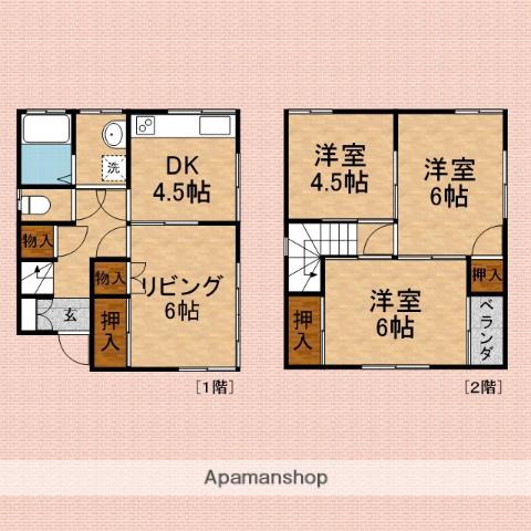 武蔵野線 新座駅 徒歩19分 2階建 築44年(3LDK)の間取り写真