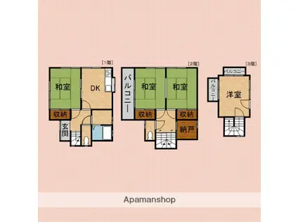 東武鉄道東上線 新河岸駅 徒歩13分 3階建 築34年(4DK)の間取り写真
