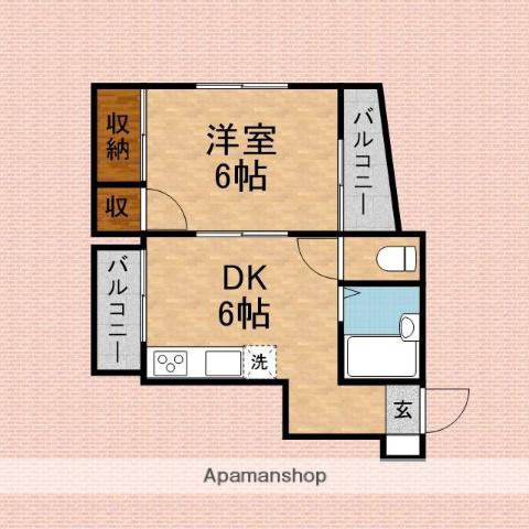 ピュアハイツ(1DK/2階)の間取り写真