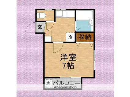 フルールふじみ野(1K/1階)の間取り写真