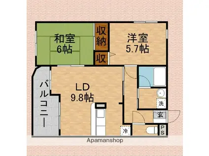 新世ふじみ野マンション(2LDK/1階)の間取り写真
