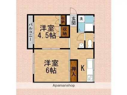 田中マンション1号棟(2K/4階)の間取り写真