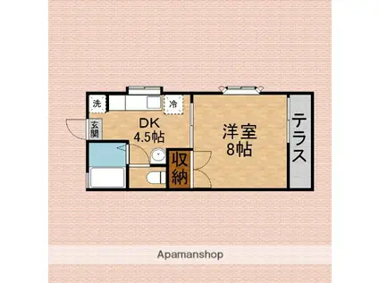 ヴィンテージ志木(1K/1階)の間取り写真