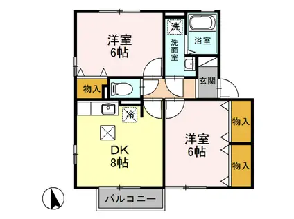 ファミールメゾン(2DK/1階)の間取り写真