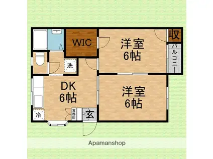 サンバレータウン(2DK/2階)の間取り写真