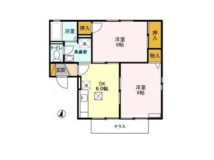 ボナールU(2DK/2階)の間取り写真