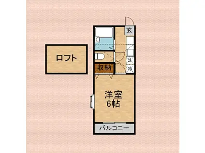 リブハウス柏B(1K/2階)の間取り写真