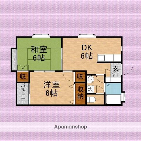 フラワーパレス(2DK/1階)の間取り写真