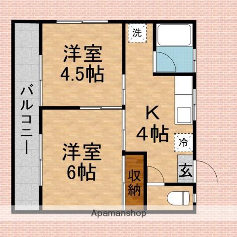コーポアライ(2K/2階)の間取り写真
