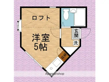 ペアーパレス鶴瀬(ワンルーム/1階)の間取り写真