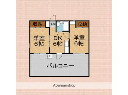 パラシオン志木(2DK/3階)の間取り写真