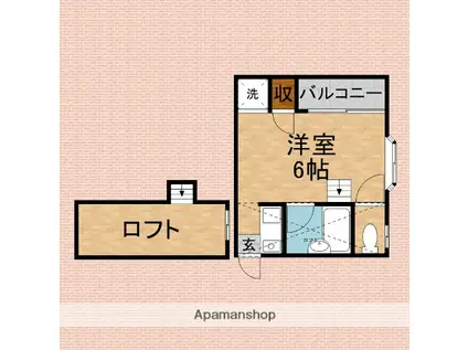 ヒノキコーポ(ワンルーム/2階)の間取り写真