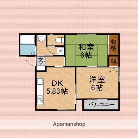東武鉄道東上線 新河岸駅 徒歩7分 2階建 築31年(2DK/2階)の間取り写真