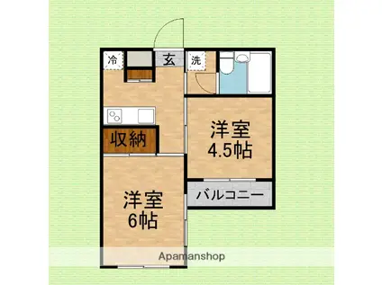 みずほ台宝ハイツ(2K/2階)の間取り写真