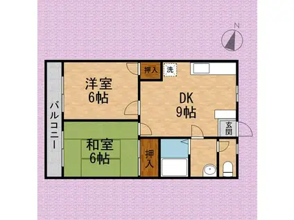 エクセレント三上(2DK/2階)の間取り写真