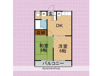 エステートピアみしまやⅢ(2DK/1階)の間取り写真