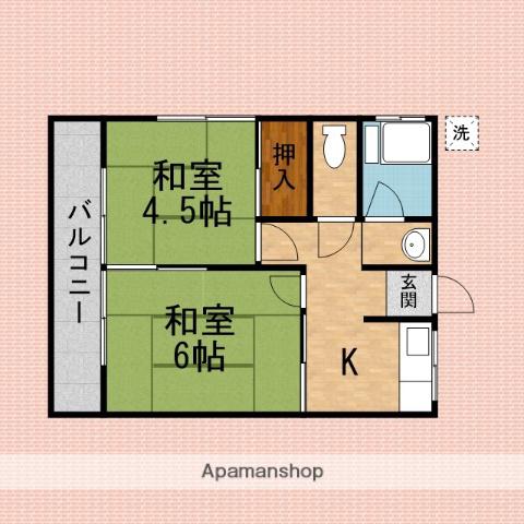コーポきむら(2K/2階)の間取り写真
