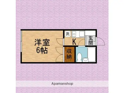 オンザウェル(1K/1階)の間取り写真