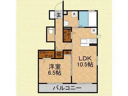 シャインアイリスⅡ(1LDK/1階)の間取り写真