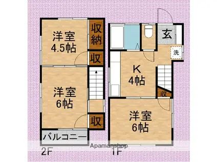 武蔵野線 新座駅 徒歩24分 2階建 築39年(3K)の間取り写真